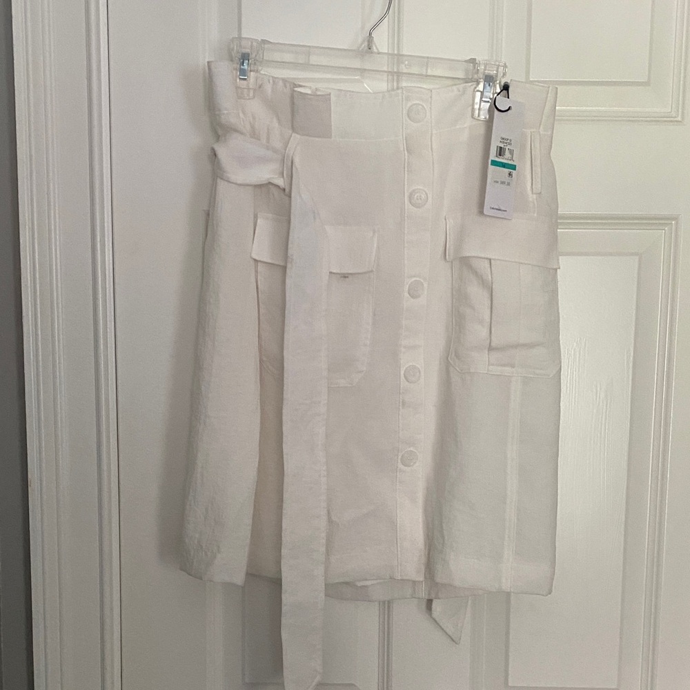 Calvin Klein Cream A-Line Skirt with Belt